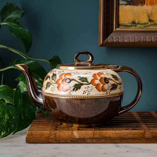 Brown Floral Teapot